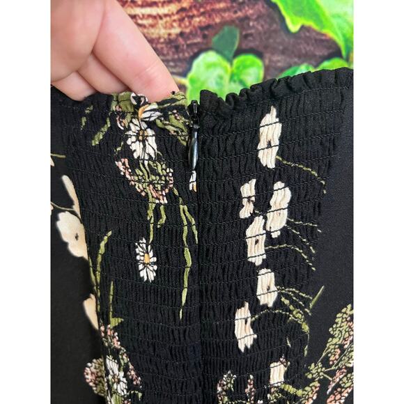 Reformation Fairway Floral Print Crepe Midi Dress Black Floral Flowers Sz 4 NWOT - Picture 8 of 8